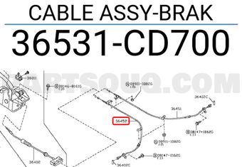 Nissan 36531CD700 CABLE ASSY-BRAK