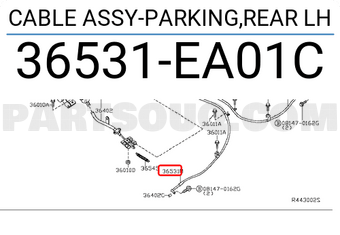Nissan 36531EA01C CABLE ASSY-PARKING,REAR LH