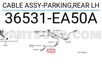 Nissan 36531EA50A CABLE ASSY-PARKING,REAR LH