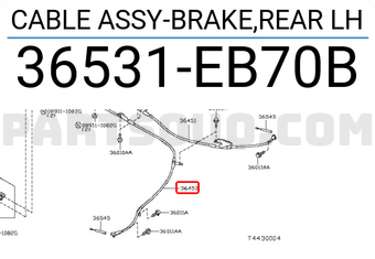 Nissan 36531EB70B CABLE ASSY-BRAKE,REAR LH