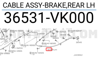 Nissan 36531VK000 CABLE ASSY-BRAKE,REAR LH