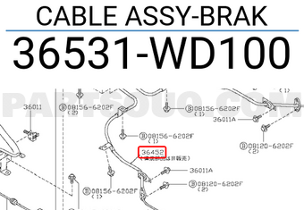 Nissan 36531WD100 CABLE ASSY-BRAK