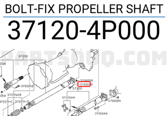Nissan 371204P000 BOLT-FIX PROPELLER SHAFT