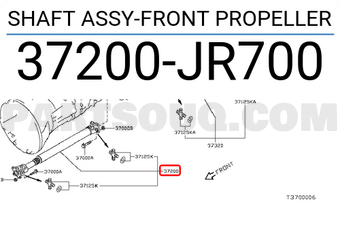 Nissan 37200JR700 SHAFT ASSY-FRONT PROPELLER