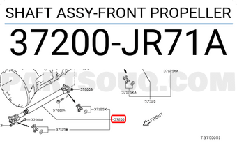 Nissan 37200JR71A SHAFT ASSY-FRONT PROPELLER