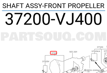 Nissan 37200VJ400 SHAFT ASSY-FRONT PROPELLER