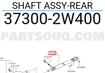 Nissan 373002W400 SHAFT ASSY-REAR