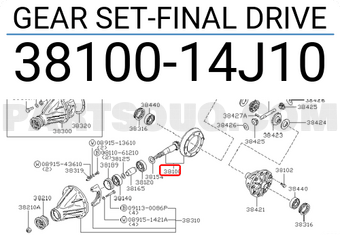 Nissan 3810014J10 GEAR SET-FINAL DRIVE