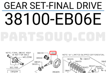 Nissan 38100EB06E GEAR SET-FINAL DRIVE