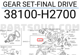 Nissan 38100H2700 GEAR SET-FINAL DRIVE
