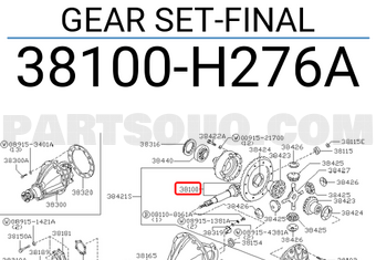 Nissan 38100H276A GEAR SET-FINAL