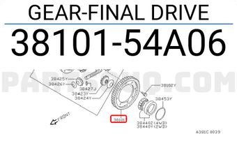 Nissan 3810154A06 GEAR-FINAL DRIVE