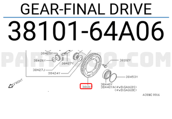 Nissan 3810164A06 GEAR-FINAL DRIVE