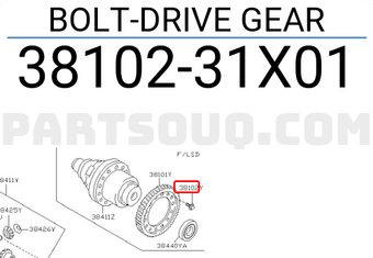 Nissan 3810231X01 BOLT-DRIVE GEAR