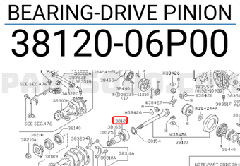 Nissan 3812006P00 BEARING-DRIVE PINION