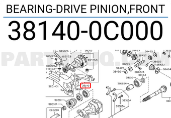 Nissan 381400C000 BEARING-DRIVE PINION,FRONT