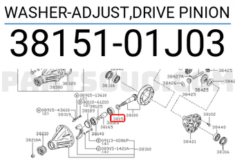 Nissan 3815101J03 WASHER-ADJUST,DRIVE PINION