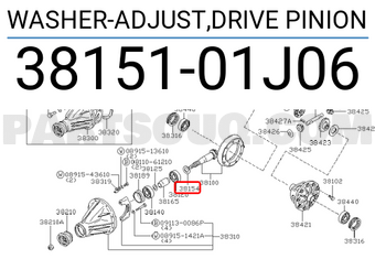 Nissan 3815101J06 WASHER-ADJUST,DRIVE PINION
