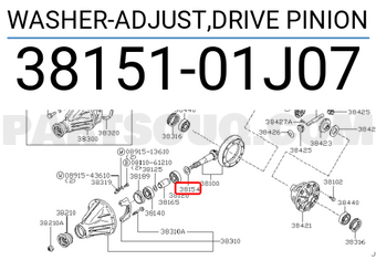 Nissan 3815101J07 WASHER-ADJUST,DRIVE PINION