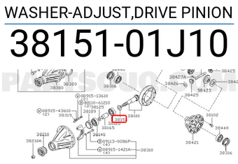 Nissan 3815101J10 WASHER-ADJUST,DRIVE PINION