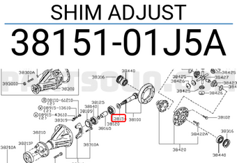 Nissan 3815101J5A SHIM ADJUST