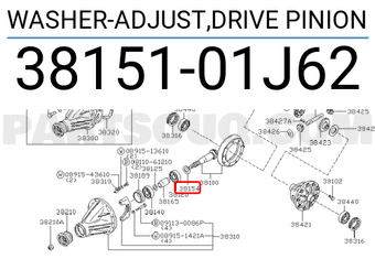 Nissan 3815101J62 WASHER-ADJUST,DRIVE PINION