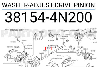 Nissan 381544N200 WASHER-ADJUST,DRIVE PINION