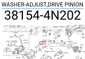 Nissan 381544N202 WASHER-ADJUST,DRIVE PINION