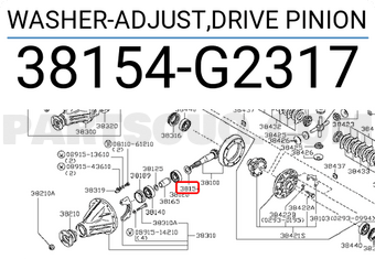 Nissan 38154G2317 WASHER-ADJUST,DRIVE PINION