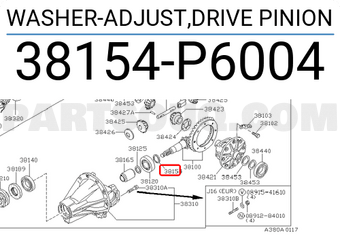 Nissan 38154P6004 WASHER-ADJUST,DRIVE PINION