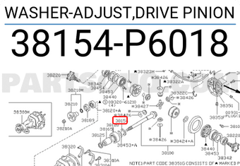 Nissan 38154P6018 WASHER-ADJUST,DRIVE PINION