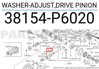Nissan 38154P6020 WASHER-ADJUST,DRIVE PINION