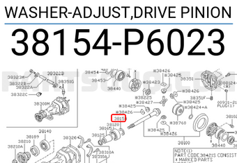 Nissan 38154P6023 WASHER-ADJUST,DRIVE PINION