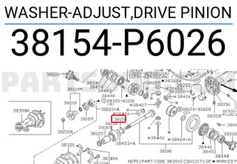Nissan 38154P6026 WASHER-ADJUST,DRIVE PINION