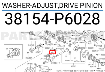 Nissan 38154P6028 WASHER-ADJUST,DRIVE PINION