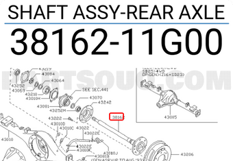 Nissan 3816211G00 SHAFT ASSY-REAR AXLE