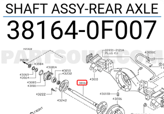 Nissan 381640F007 SHAFT ASSY-REAR AXLE