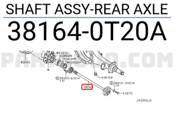 Nissan 381640T20A SHAFT ASSY-REAR AXLE
