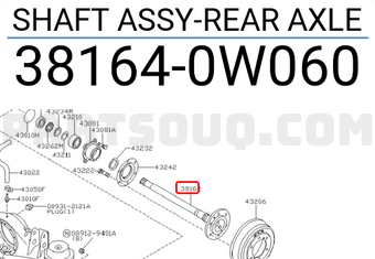 Nissan 381640W060 SHAFT ASSY-REAR AXLE