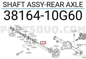 Nissan 3816410G60 SHAFT ASSY-REAR AXLE