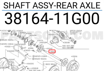 Nissan 3816411G00 SHAFT ASSY-REAR AXLE