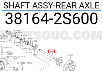 Nissan 381642S600 SHAFT ASSY-REAR AXLE