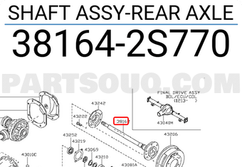 Nissan 381642S770 SHAFT ASSY-REAR AXLE