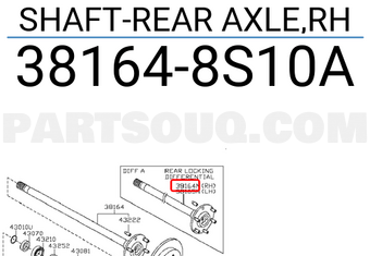 Nissan 381648S10A SHAFT-REAR AXLE,RH