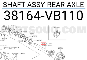 Nissan 38164VB110 SHAFT ASSY-REAR AXLE