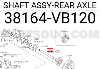 Nissan 38164VB120 SHAFT ASSY-REAR AXLE