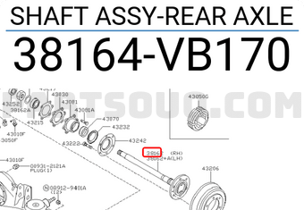 Nissan 38164VB170 SHAFT ASSY-REAR AXLE