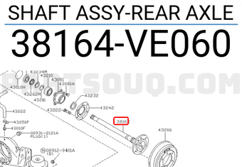 Nissan 38164VE060 SHAFT ASSY-REAR AXLE