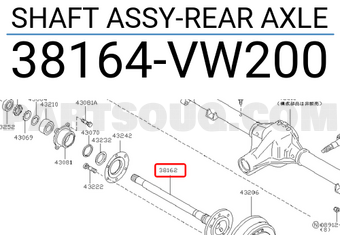 Nissan 38164VW200 SHAFT ASSY-REAR AXLE