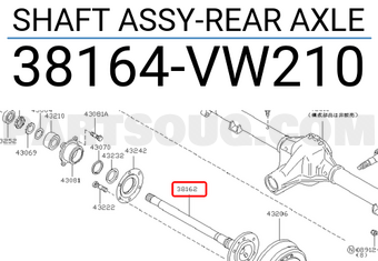 Nissan 38164VW210 SHAFT ASSY-REAR AXLE